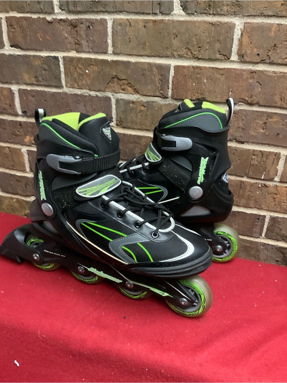 Men's Black and Green Inline Skate Boots - Adjustable Support
